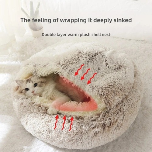 Dog cat bed hooded kitten - hooded, pet