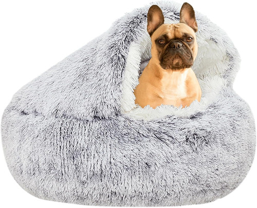 Cozy hooded dog cat - dog, bed