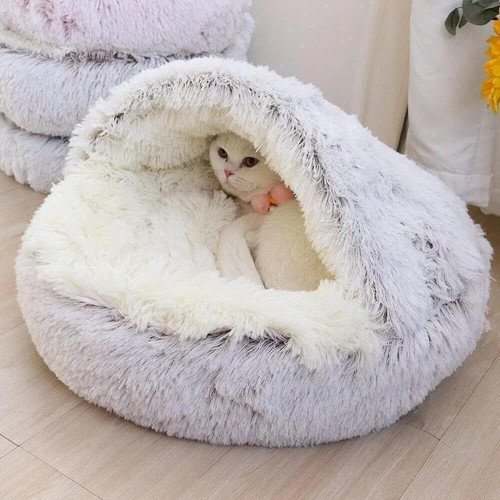 Cat bed cave round fluffy - cat,