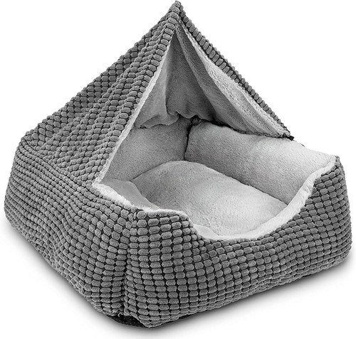 Rectangle dog bed warm hooded - dog,