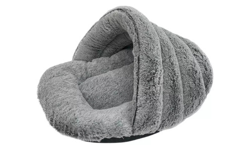 Fluffy hooded pet bed - fluffy, large